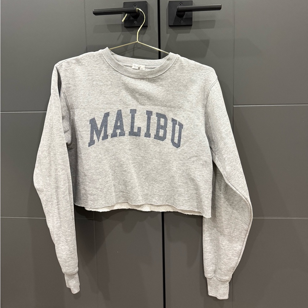 Brandy Melville Gray 'Malibu' Cropped Sweatshirt